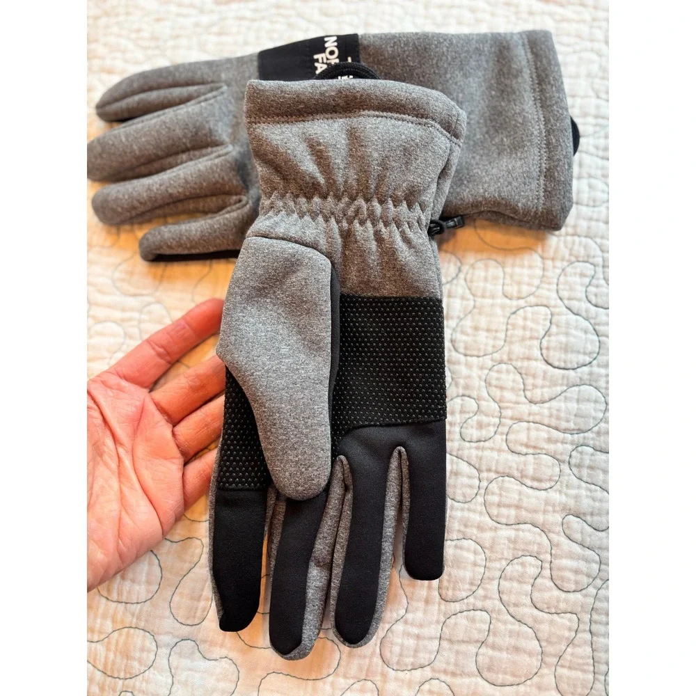 The North Face Mens Etip Fleece Gloves Gray Black XL Touchscreen Compatible - Picture 3 of 4